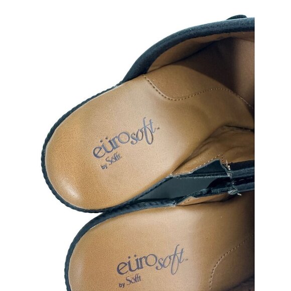 Eurosoft Black Upper Leather Slip-On Clogs Heeled Comfort Mules With Buckle - Picture 9 of 16